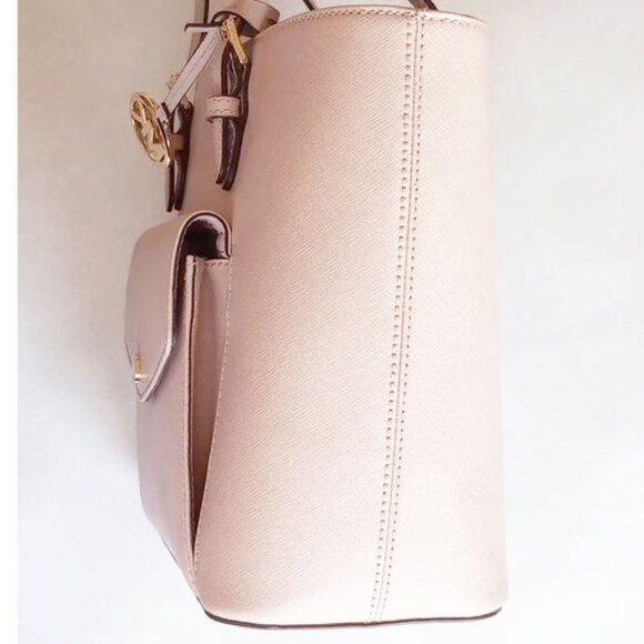 Gold Hardware MMK Jet Set Saffiano Frame Leather Bag Medium Tote Front Pocket - Picture 3 of 10